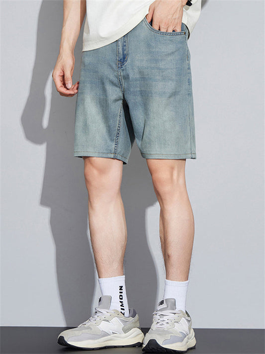 Mens Summer Casual Slim Fit Light Denim Shorts