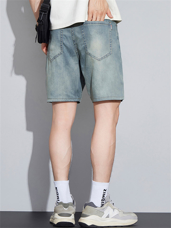 Mens Summer Casual Slim Fit Light Denim Shorts